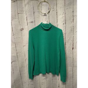 Lands' End Women's 100% Cashmere Pullover‎ Turtleneck Sweater - XL (18) Green